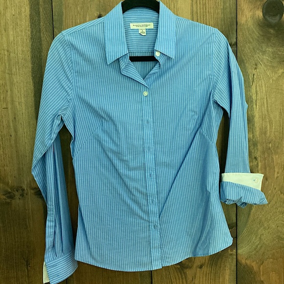 Banana Republic Women's Blue Blouse w/ Stripe - Picture 2 of 6
